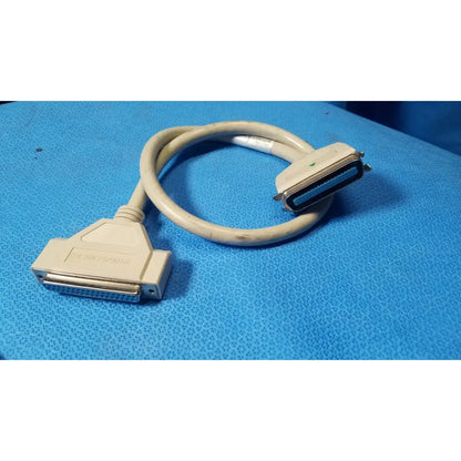 Beige 36-pin db-25 male to female extension cable with textured plastic housing and metallic contacts for reliable connection