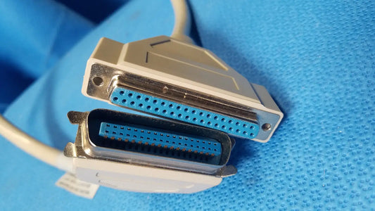 Gray and blue male to female extension cable with metallic contacts db-25 serial connectors extension y-cable female extension cable