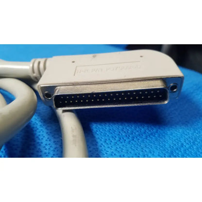 Beige plastic-to-metal db25 male parallel port cable with 25 pins attached to gray cable lot of 3 ports