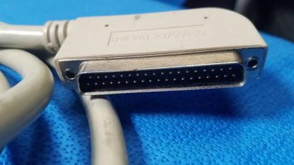 Beige plastic-to-metal db25 male parallel port cable with 25 pins attached to gray cable lot of 3 ports
