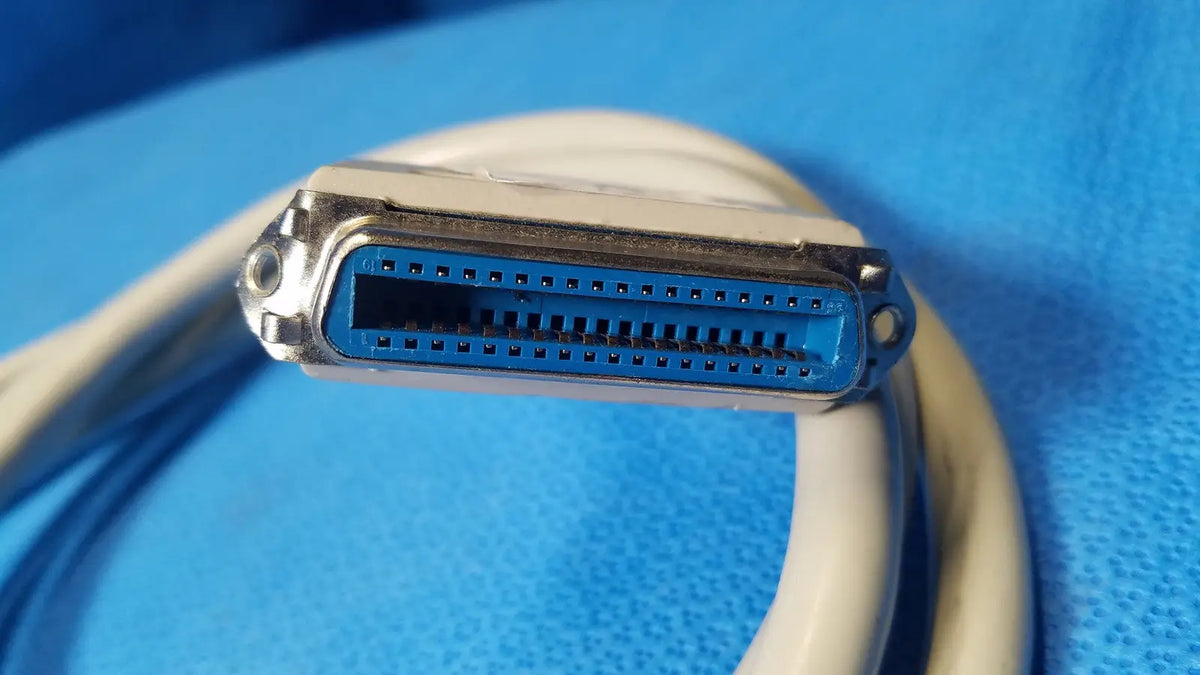 Male to parallel port cable lot of 3 with blue and silver db25 connector and white cable for reuse medical devices