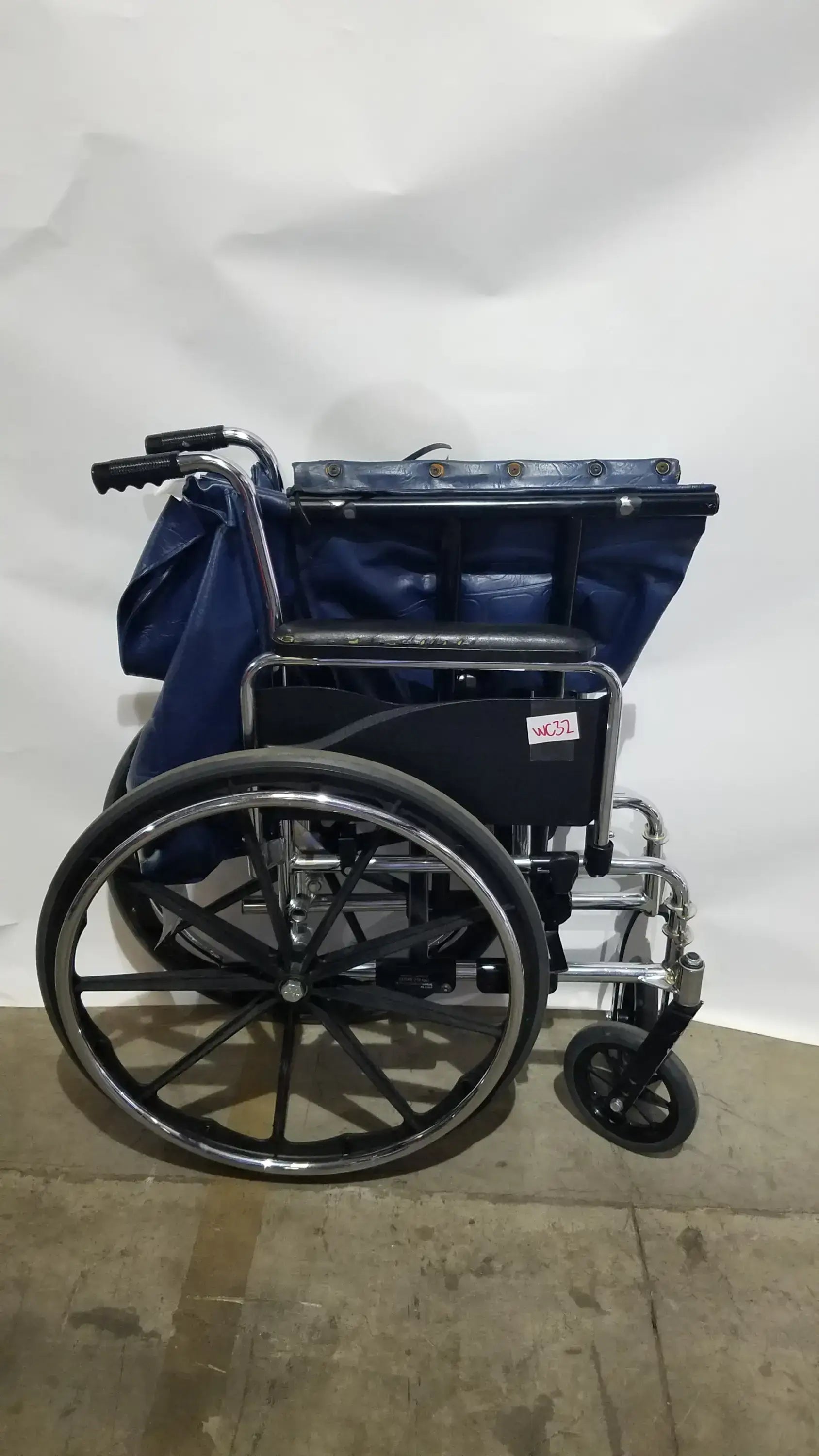 Reuse Medical Equipment Manual Folding Wheelchair - Heavy Duty Blue Seat Mobility Aid Wheelchairs, second-hand product photo 14
