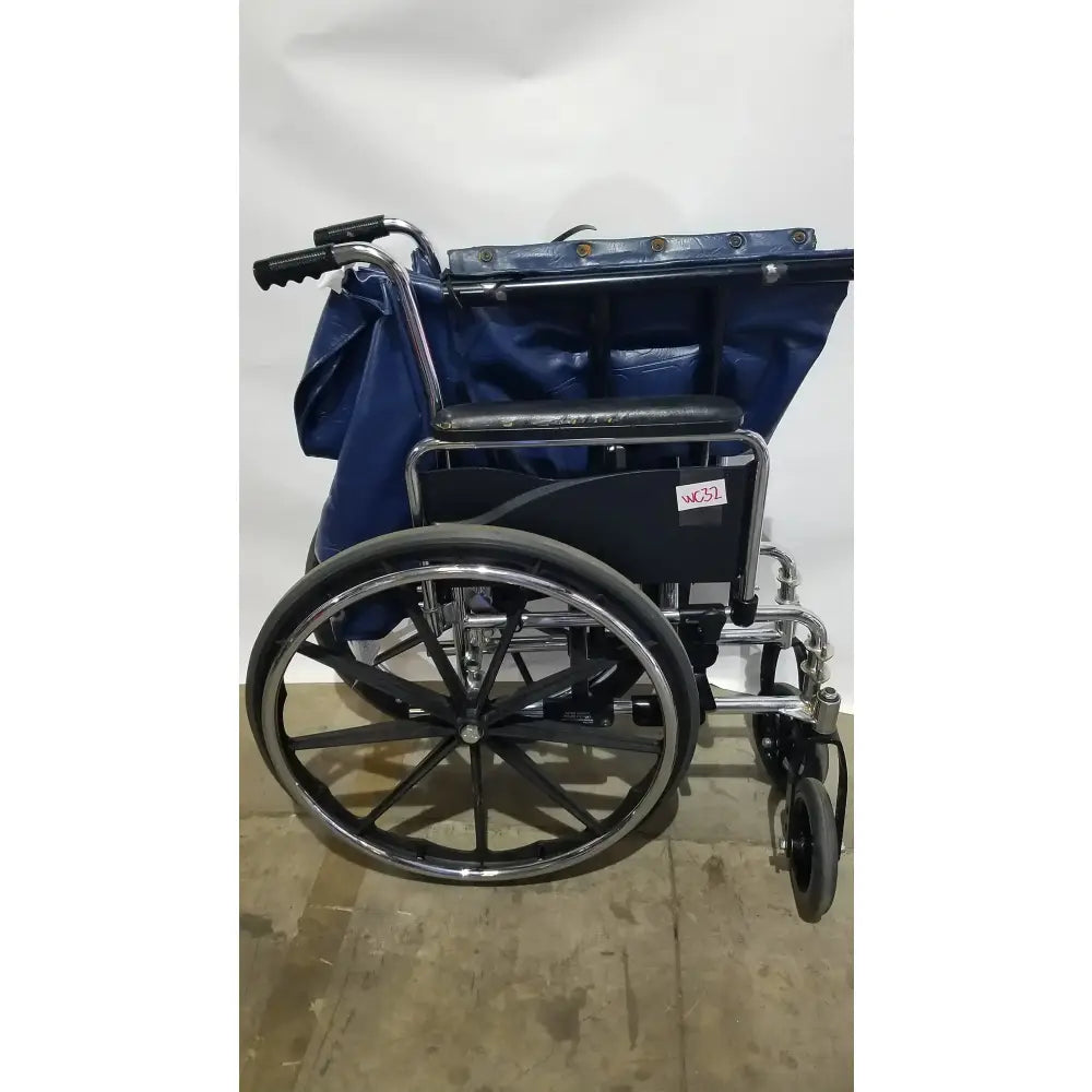 Reuse Medical Equipment Manual Folding Wheelchair - Heavy Duty Blue Seat Mobility Aid Wheelchairs, second-hand product photo 11