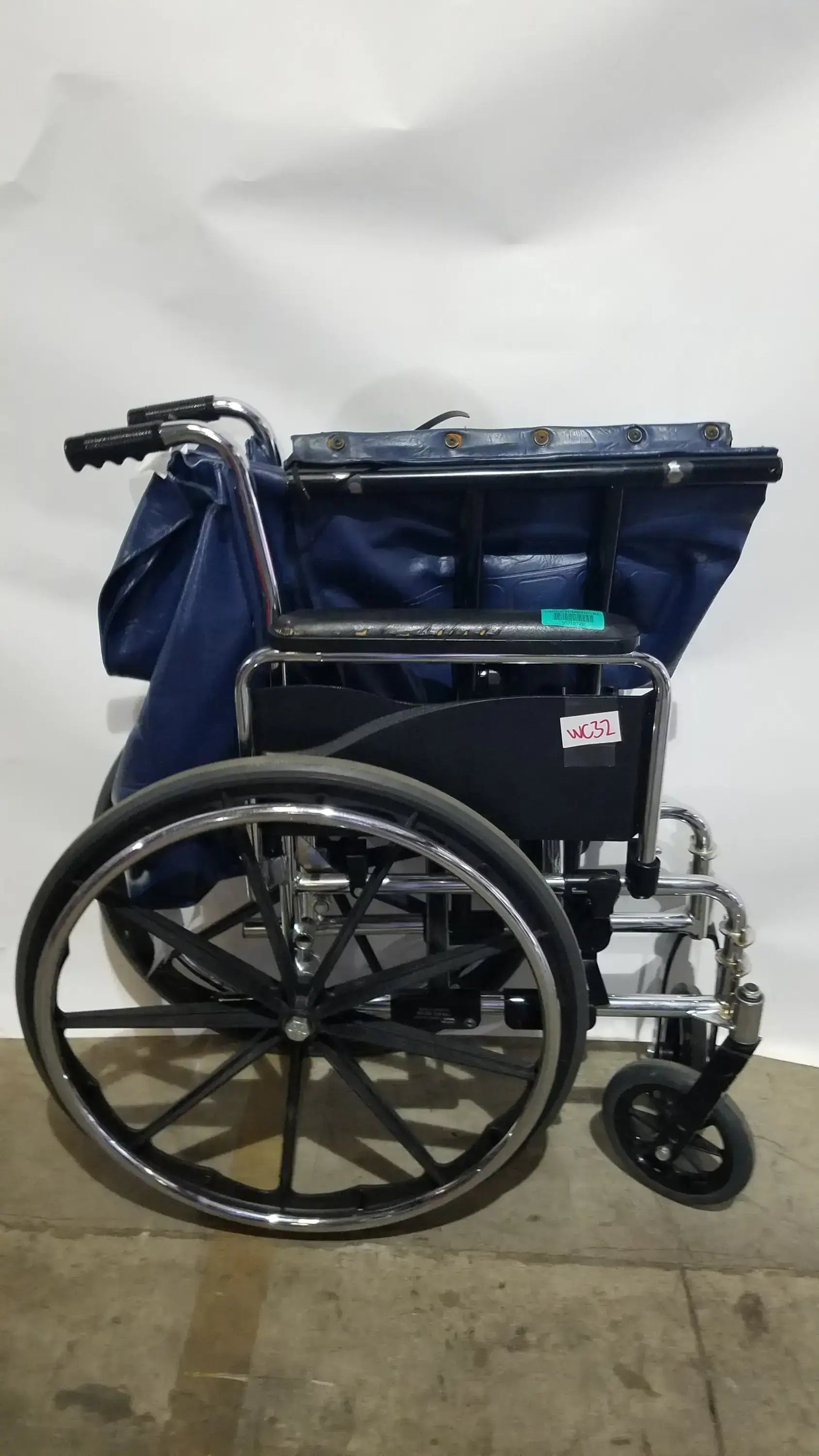 Reuse Medical Equipment Manual Folding Wheelchair - Heavy Duty Blue Seat Mobility Aid Wheelchairs, second-hand product photo 15