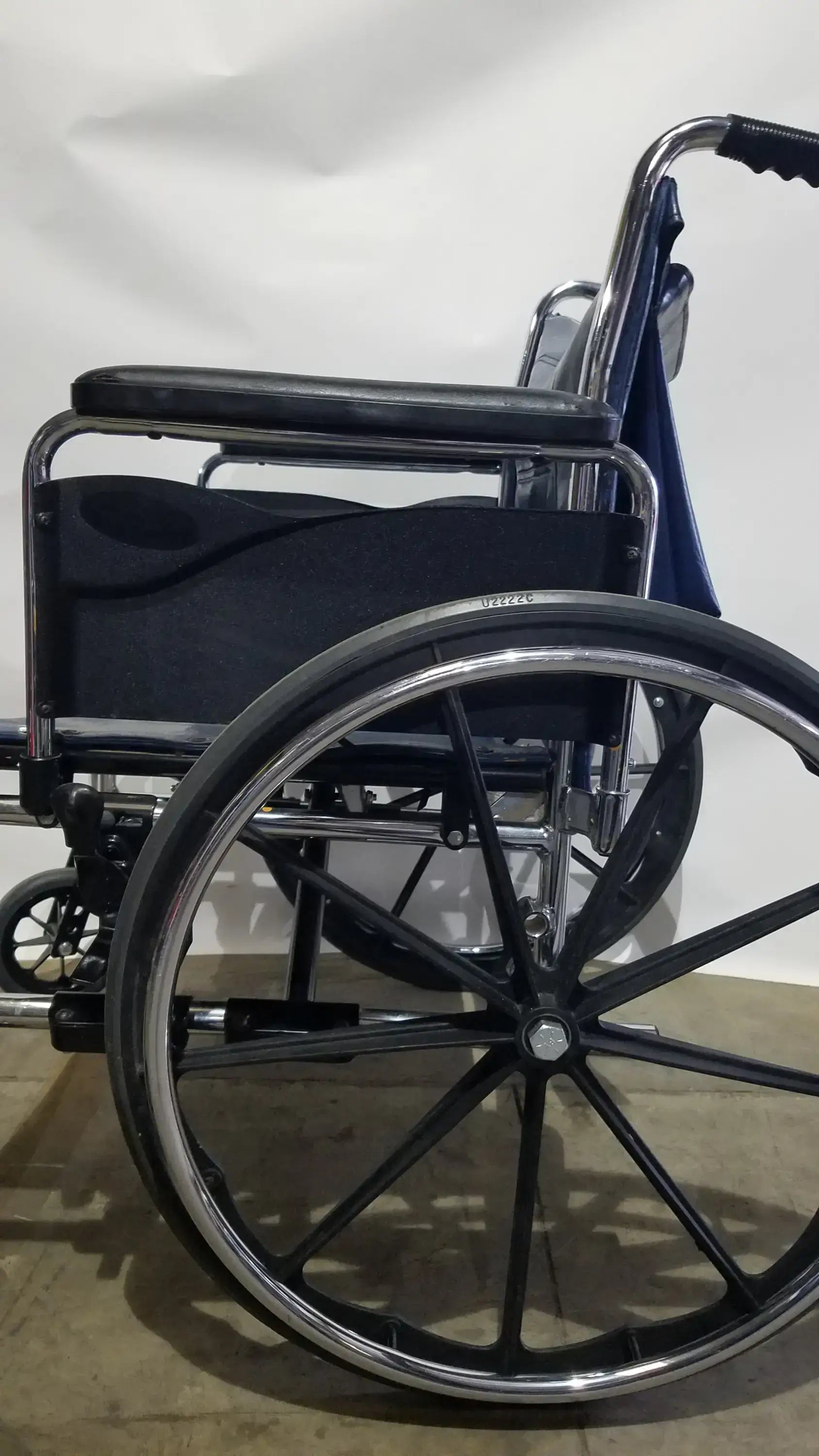 Reuse Medical Equipment Manual Folding Wheelchair - Heavy Duty Blue Seat Mobility Aid Wheelchairs, second-hand product photo 17