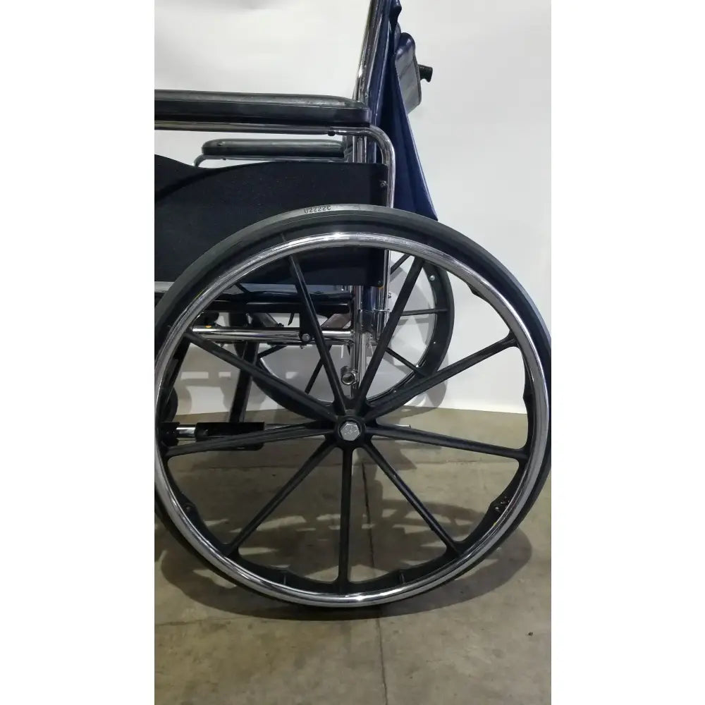 Reuse Medical Equipment Manual Folding Wheelchair - Heavy Duty Blue Seat Mobility Aid Wheelchairs, second-hand product photo 5