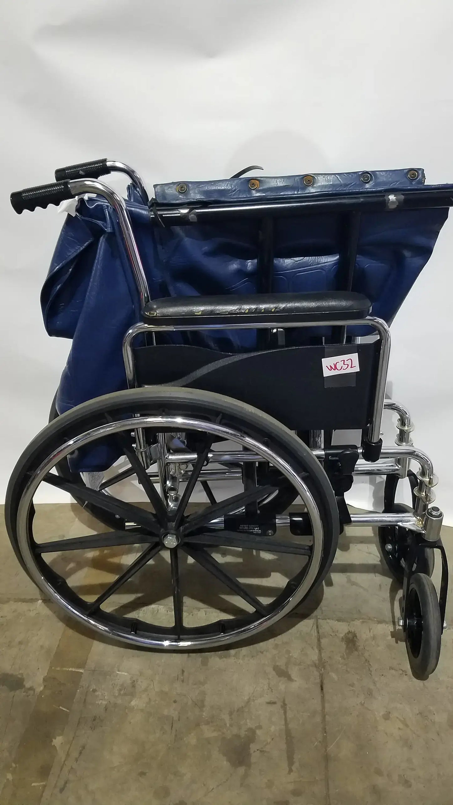 Reuse Medical Equipment Manual Folding Wheelchair - Heavy Duty Blue Seat Mobility Aid Wheelchairs, second-hand product photo 11