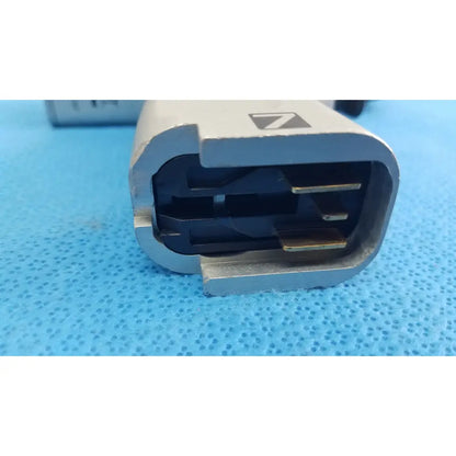 Silver sennheiser audio jack connector with black contacts on masimo patient cable 4ft with matte finish