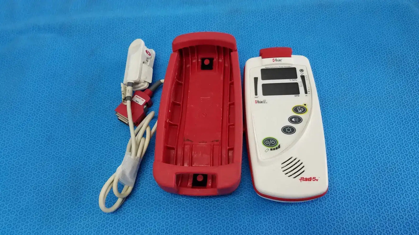 MASIMO Rad-5v Handheld Pulse Oximeter w/ Protective Boot & SpO2 Finger Sensor Pulse Oximeter, second-hand product photo 19
