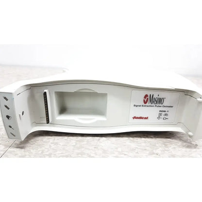 White plastic masimo signal extraction pulse oximeter model rds-1 with curved design in masimo radical-7 pulse oximetry touch color