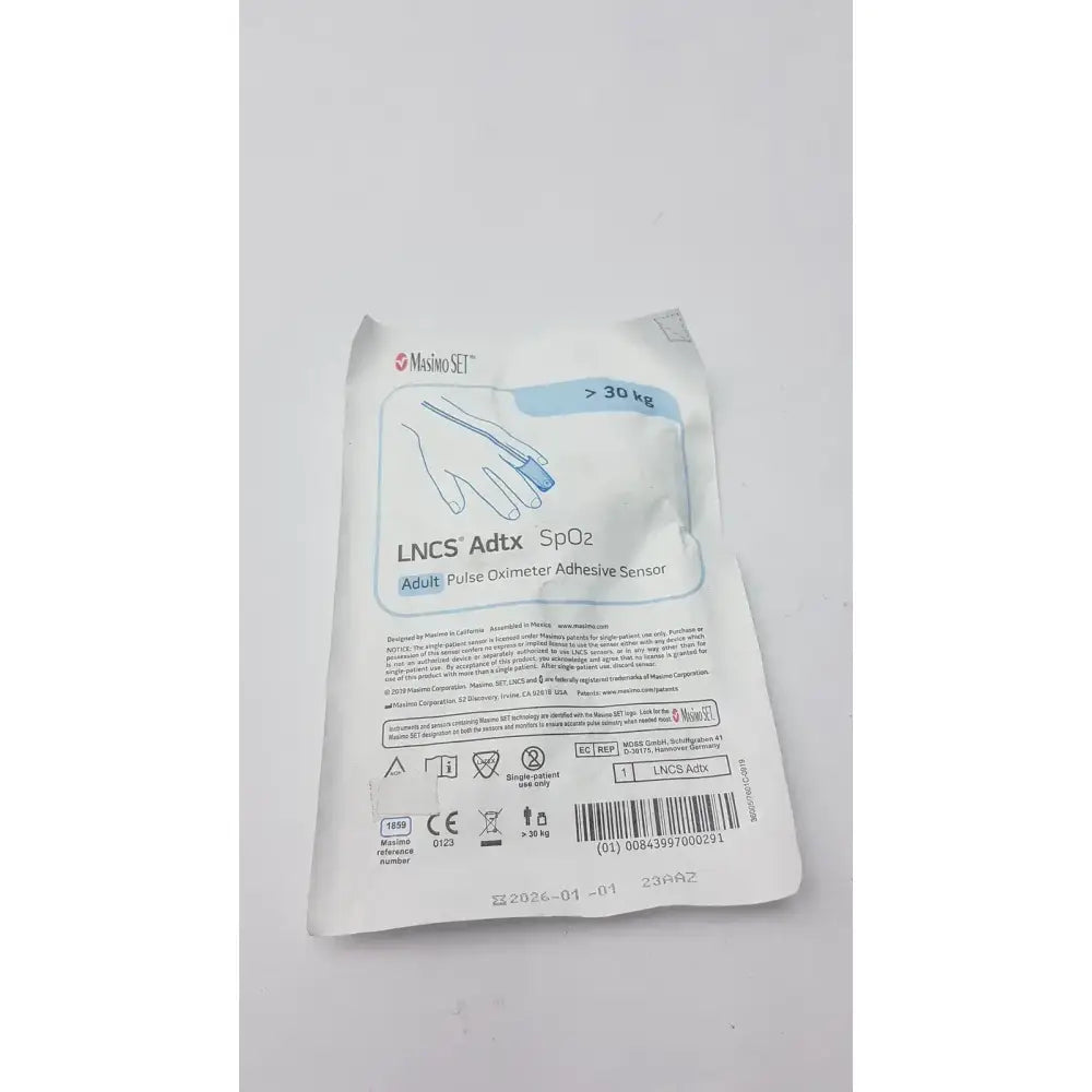 Masimo Set 1859 LNCS ADTX Adult Spo2 Adhesiive Sensor Oximeter- 30 Kg Disposable SpO2 Sensor, new product photo 1