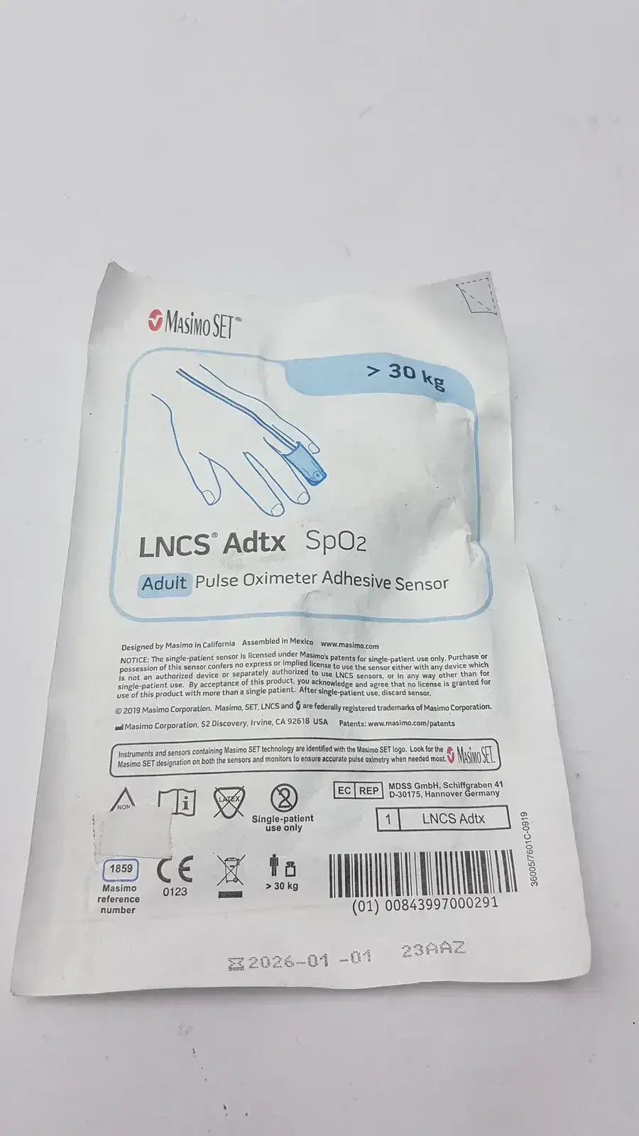 Masimo Set 1859 LNCS ADTX Adult Spo2 Adhesiive Sensor Oximeter- 30 Kg Disposable SpO2 Sensor, new product photo 5