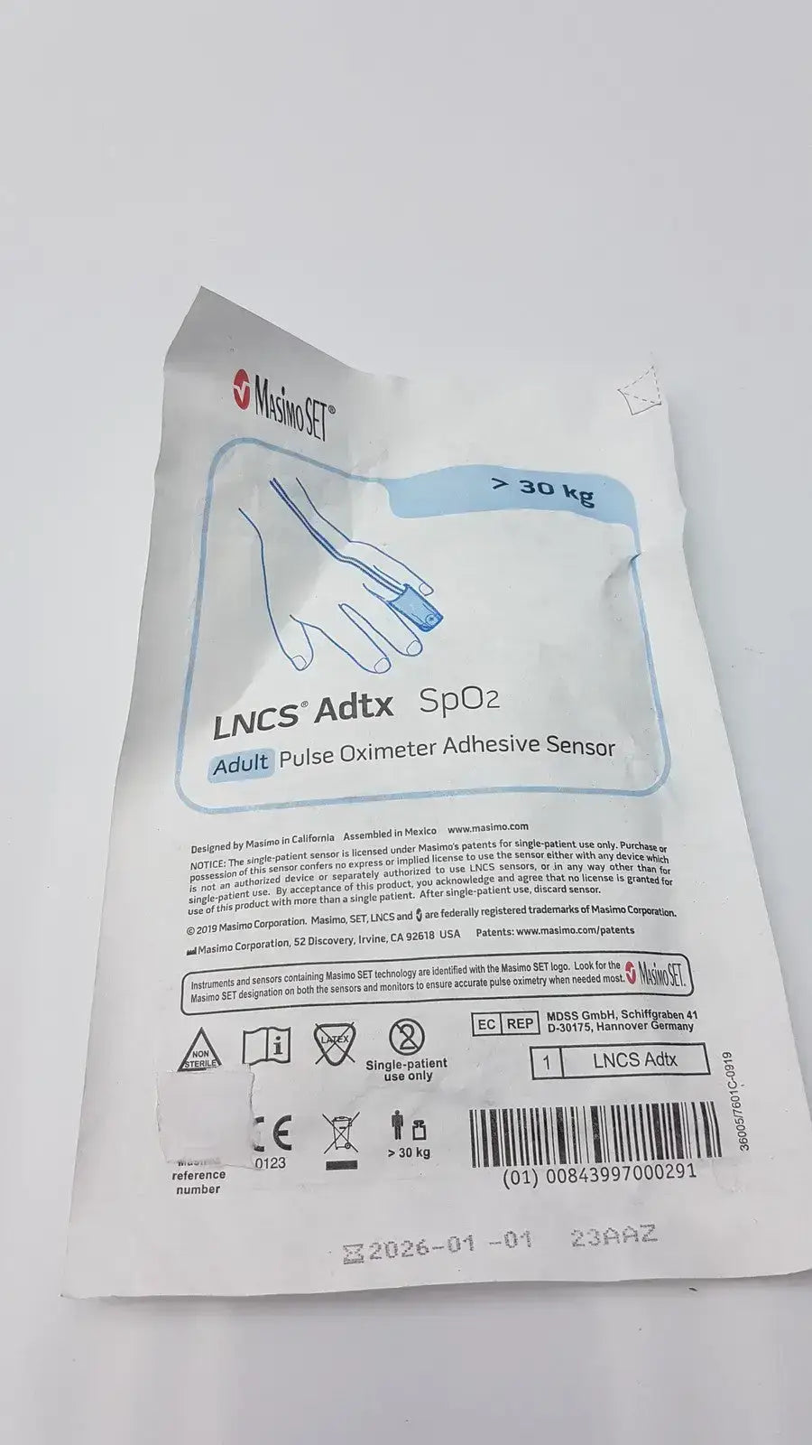 Masimo SET LNCS Adtx Adult Pulse Oximeter Adhesive Sensor Pulse Oximeter Sensor, new product photo 1