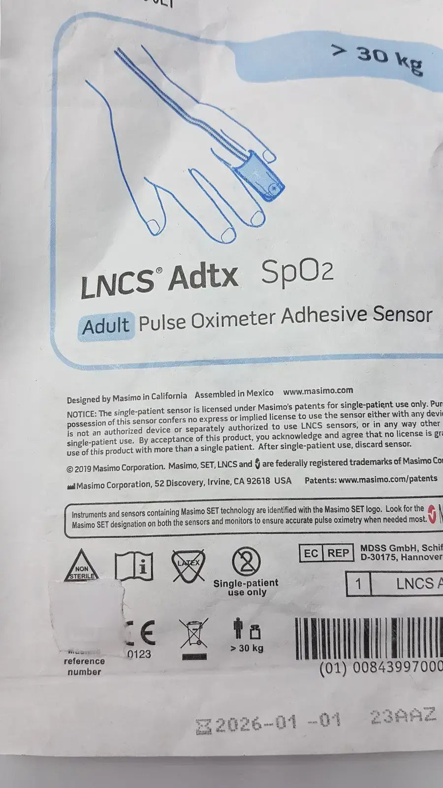 Masimo SET LNCS Adtx Adult Pulse Oximeter Adhesive Sensor Pulse Oximeter Sensor, new product photo 9