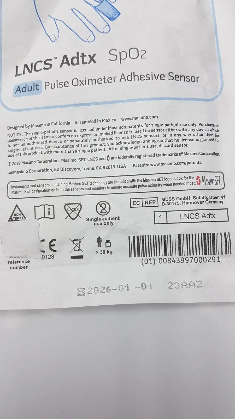 Masimo SET LNCS Adtx Adult Pulse Oximeter Adhesive Sensor Pulse Oximeter Sensor, new product photo 7
