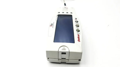 White radical infusion pump with rectangular screen and buttons featured in masimo set radical signal extraction pulse oximeter