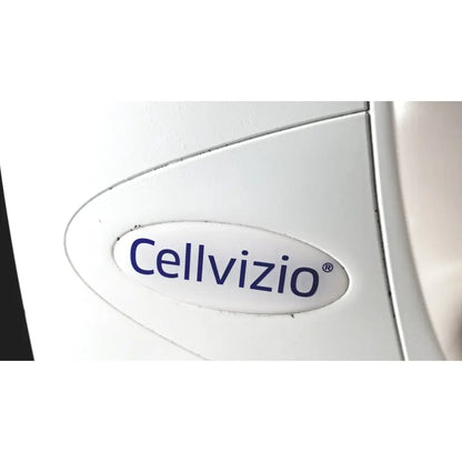 White plastic mauna kea technologies f400-v2 cellvizio console with blue cellvizio logo on oval label