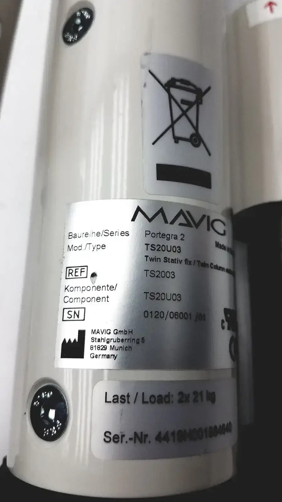 MAVIG Portegra2 TS2003 Twin Stativ Fix / Twin Column Stationary Suspension System Component, second-hand product photo 7