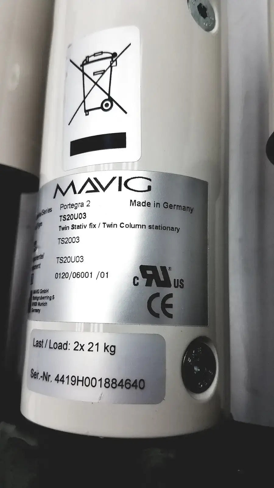 MAVIG Portegra2 TS2003 Twin Stativ Fix / Twin Column Stationary Suspension System Component, second-hand product photo 8
