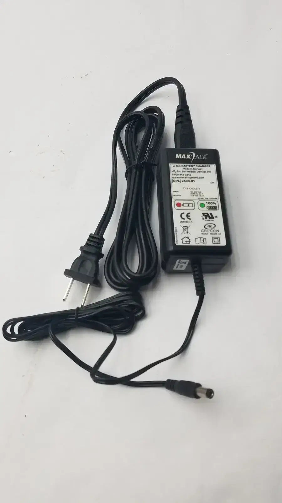 MAXAIR Systems MAX AIR Systems Li-ion Single Battery Charger P/N 2600-01 Li-ion Battery Charger, second-hand product photo 2