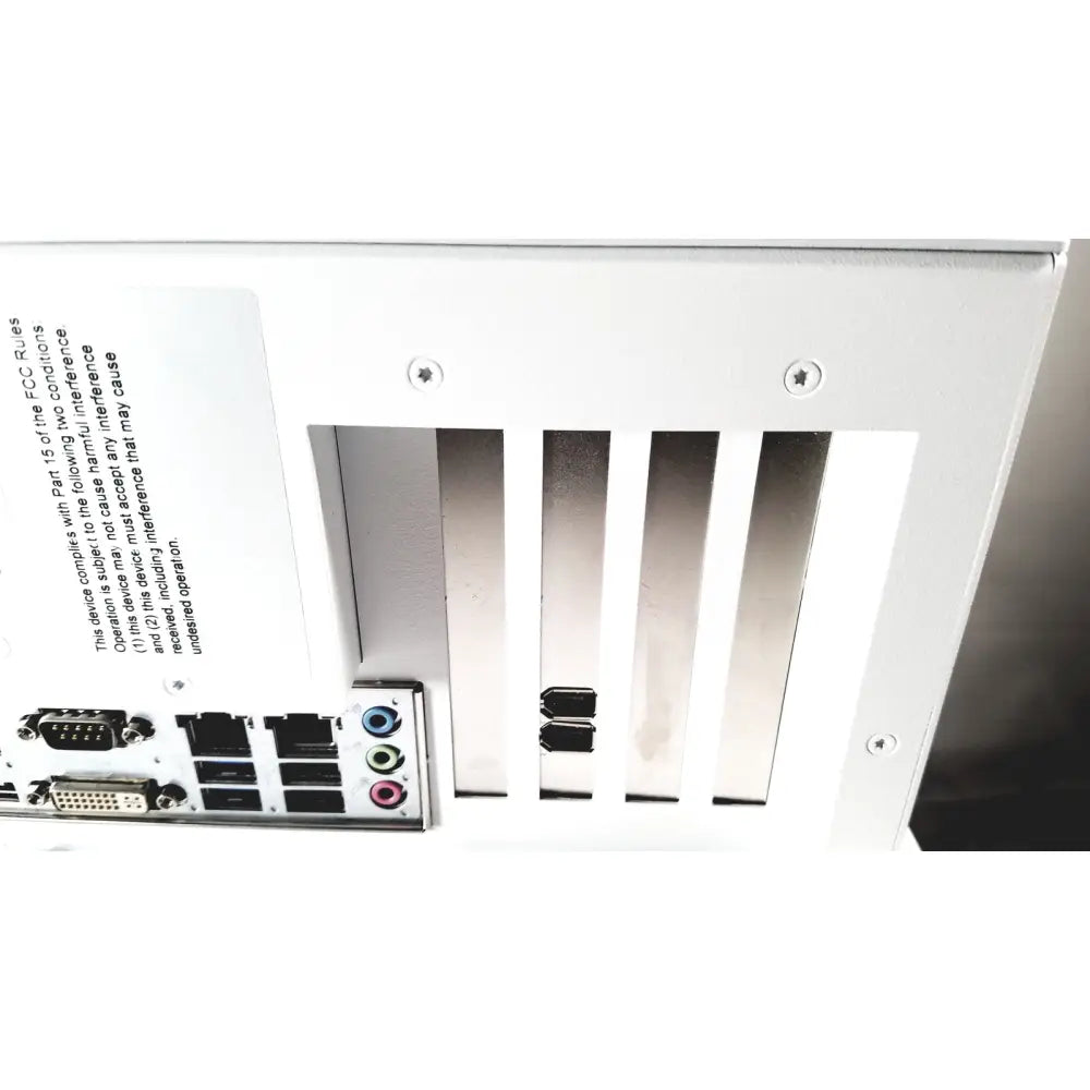Rear view of white plastic medical computers cellvizio processor 9900167m with usb audio and hdmi ports panel