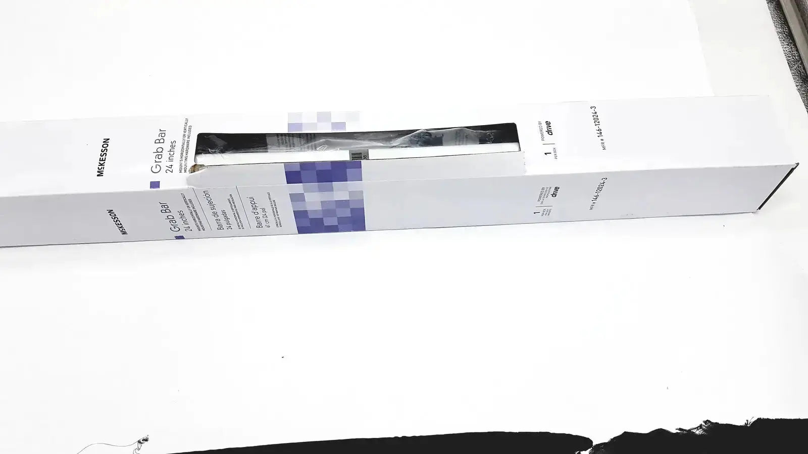 McKesson White Steel Wall Mounted Wall Grab Bar 24" L 146-12024-3 Wall Grab Bar, second-hand product photo 1