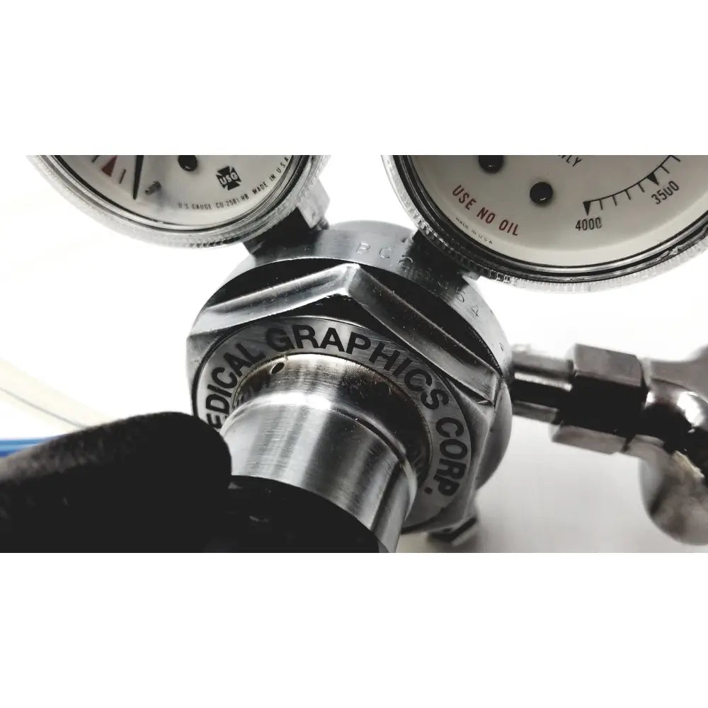 Stainless steel medical graphics corp comprressed gas regulator with dual pressure gauges and cosmed calibration unit