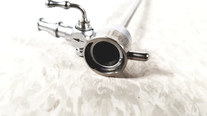 Silver-colored metal medical horizon endoscope single valve sheath with cylindrical body and articulated joints