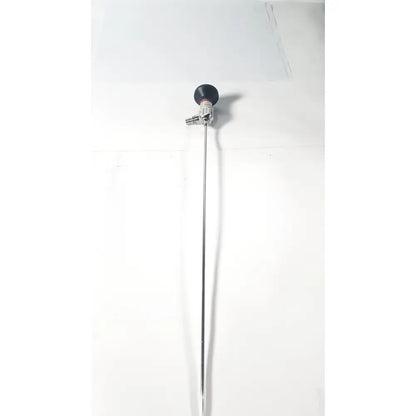 Silver surgical laryngoscope with black rounded handle and metallic joints in medical horizons 30 degree hysterroscope telescope 29mm