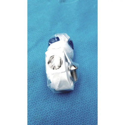 White plastic-wrapped bicycle brake lever with metallic screw and dark blue parts for medical power supply covidien kangaroo feeding pump