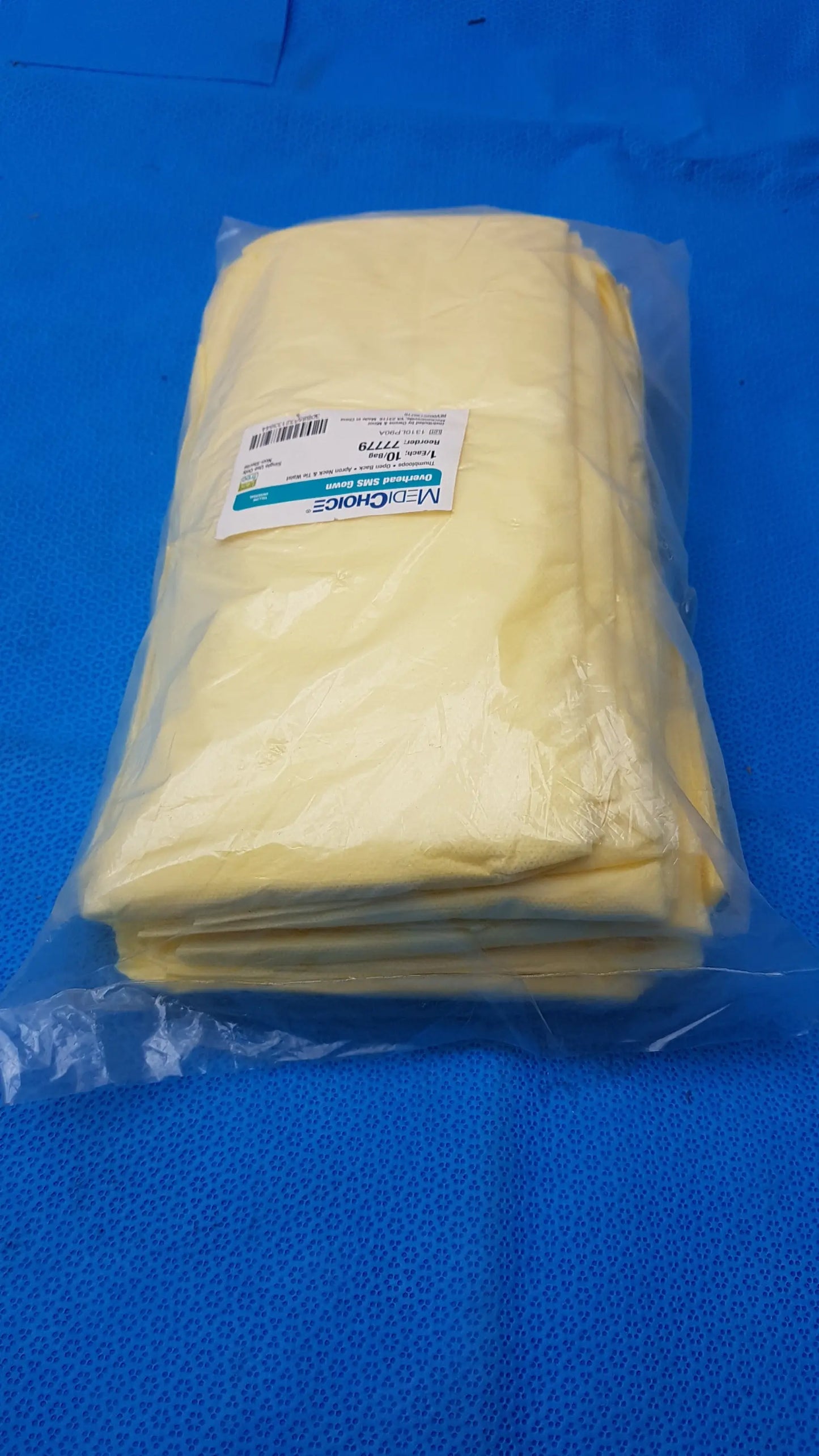 MediChoice Yellow Overhead SMS Isolation Gowns Size Large 10-Pack (Reorder 77779) - Isolation Gowns