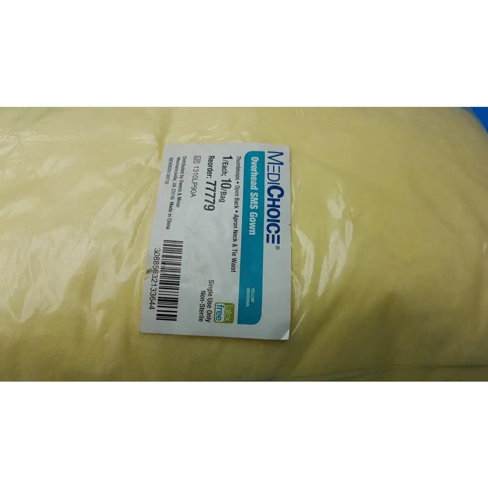 MediChoice Yellow Overhead SMS Isolation Gowns Size Large 10-Pack (Reorder 77779) - Isolation Gowns