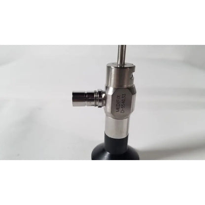 Silver metallic medifix autoclave d-5540.33 30 degree endoscope with black rubber base and engraved model number on body