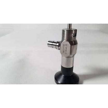 Silver metallic medifix autoclave d-5540 30 degree endoscope with black rubber base and engraved identification