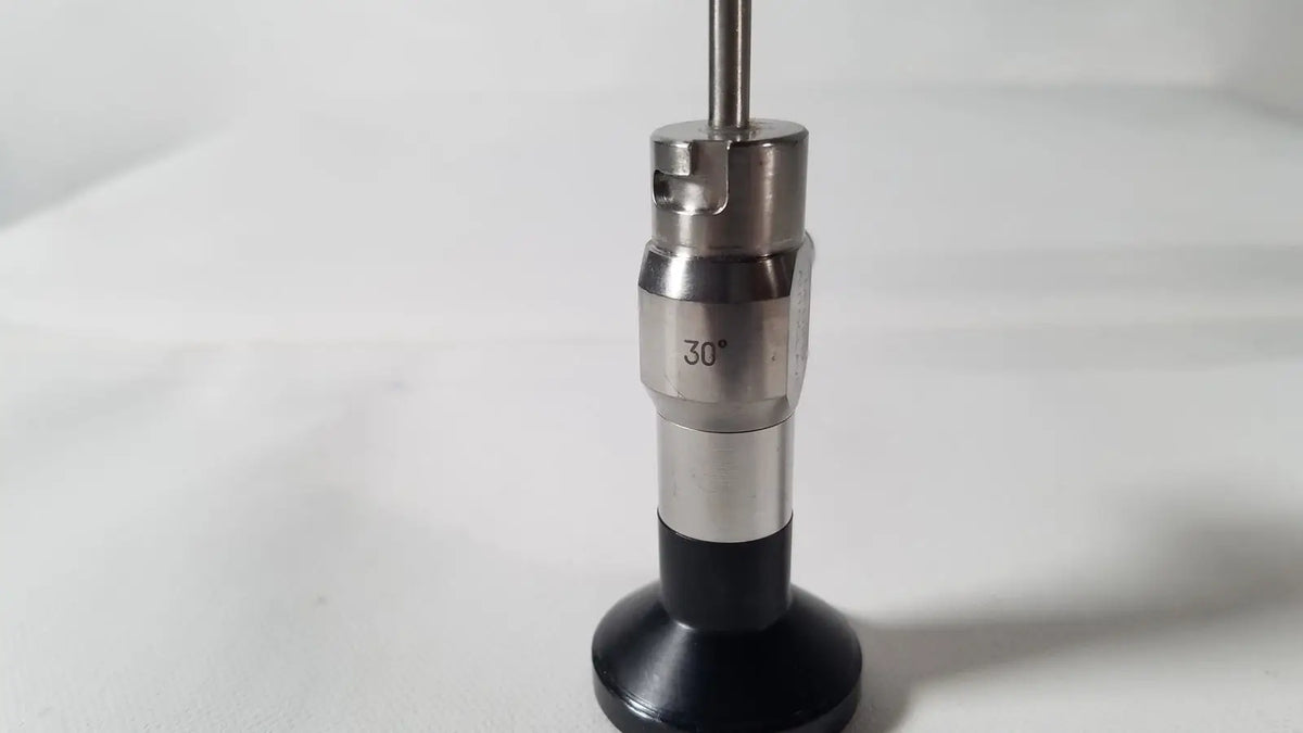Silver and black metallic 30 degree angle gauge with rubberized base for medifix autoclave d-5540 degree endoscope