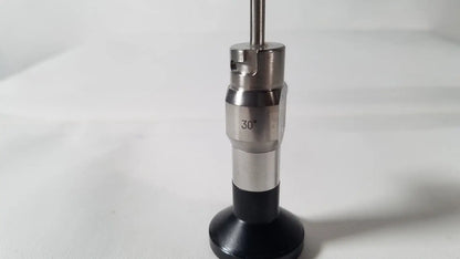 Silver and black metallic 30 degree angle gauge with rubberized base for medifix autoclave d-5540 degree endoscope