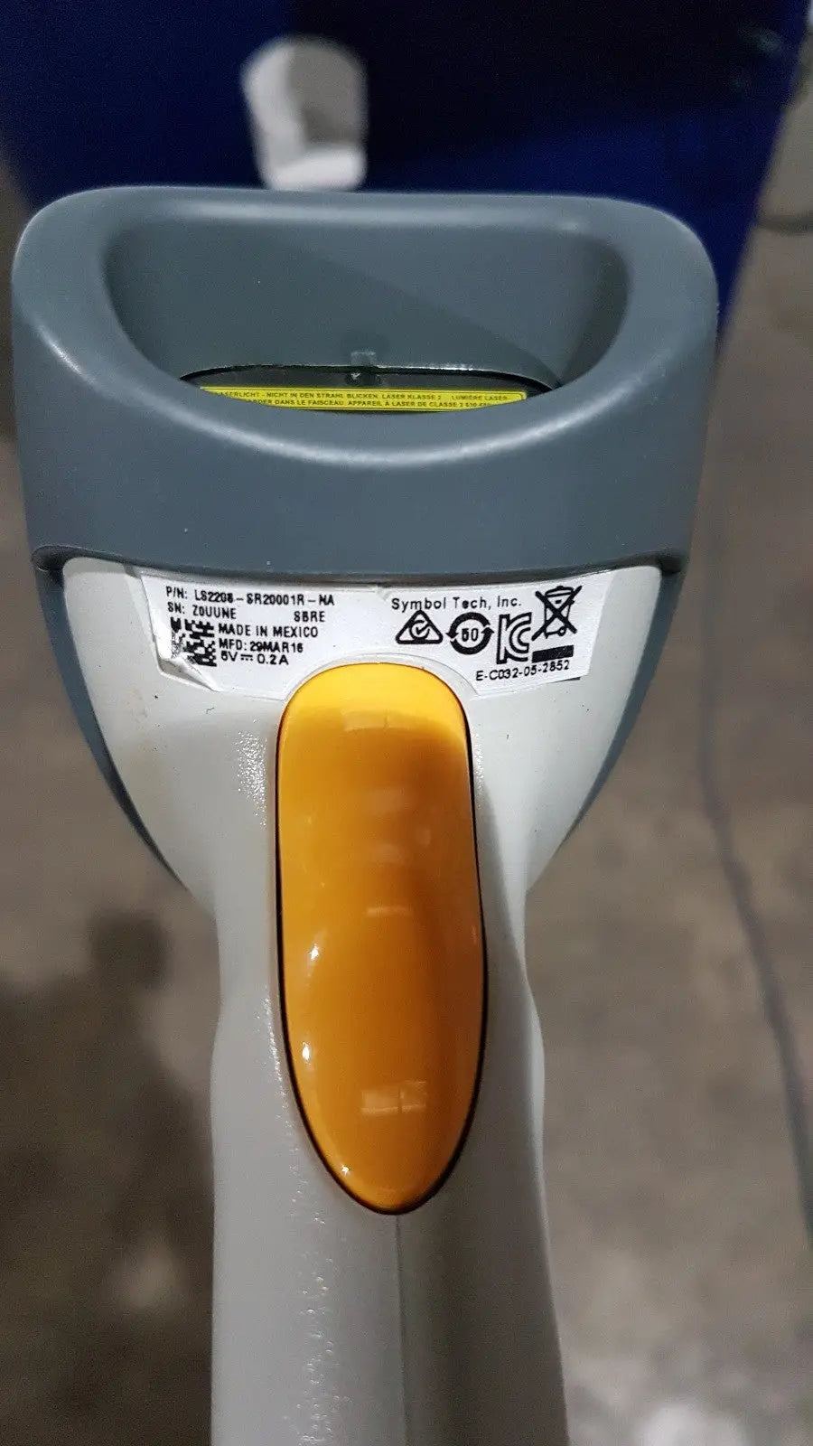 Gray and orange handheld barcode scanner with ergonomic design for medivators advantage plus endoscope reprocessor system
