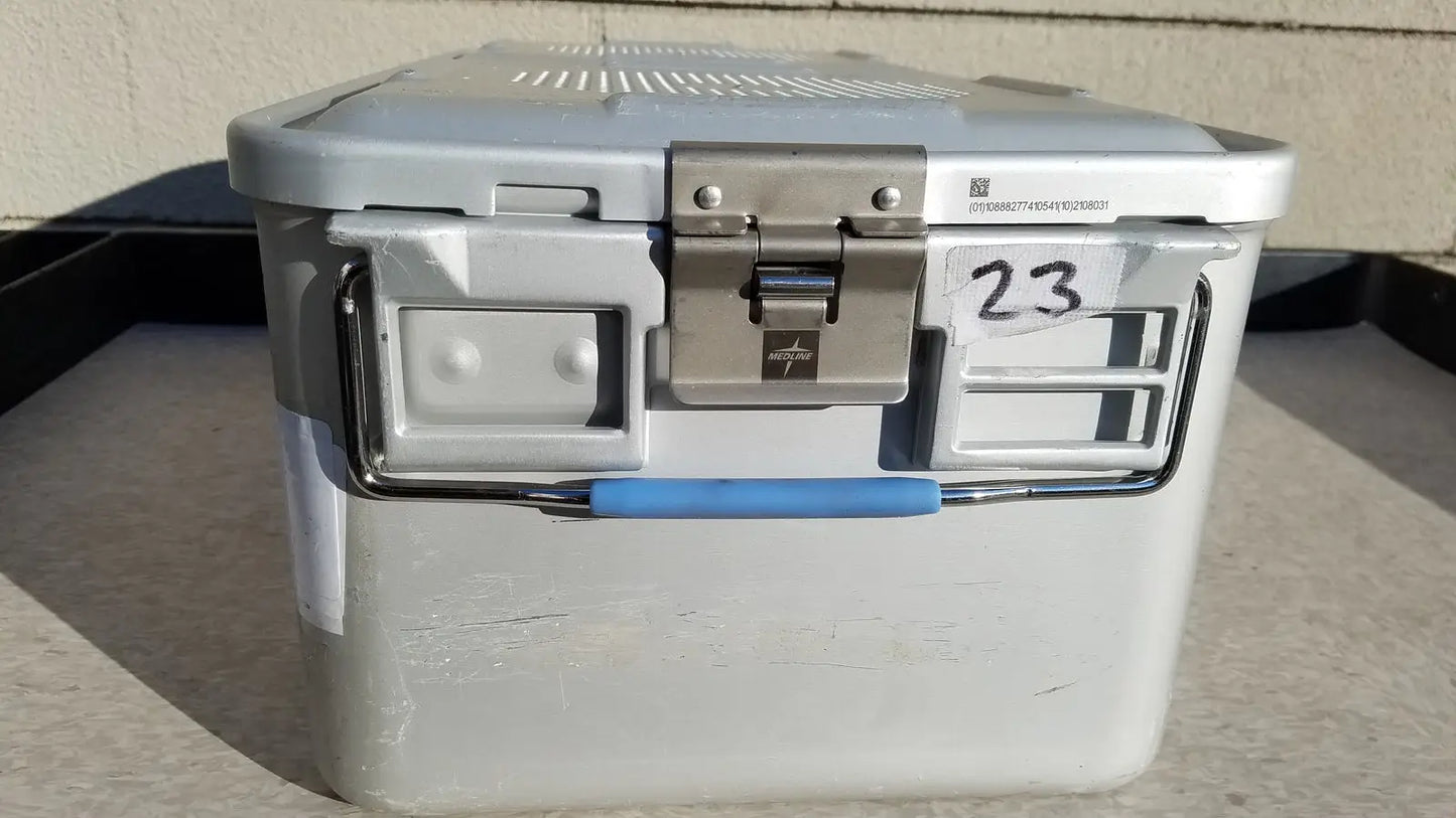 Reuse Medical Medline Aluminum Storage & Sterilization Container Sterilization Trays & Cases, second-hand product photo 1