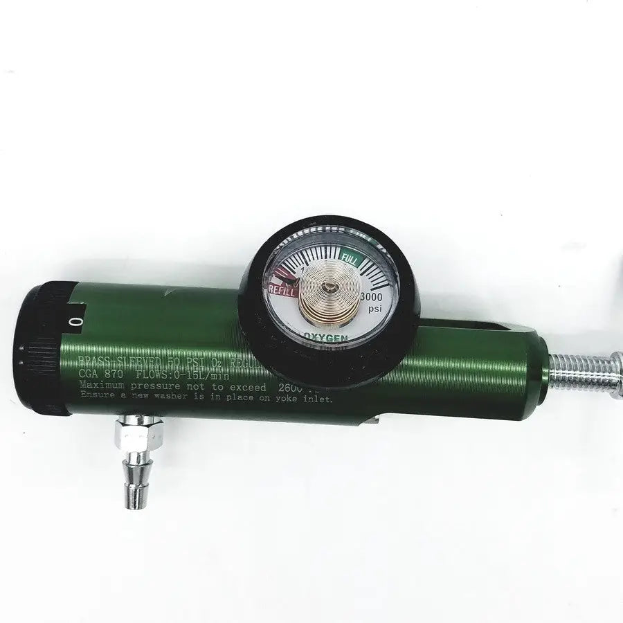 Medline Brass-Sleeved 50 PSI O2 Regulator CGA 870 Flows 0-15L/min Oxygen Regulator, as-is (for parts) product photo 1