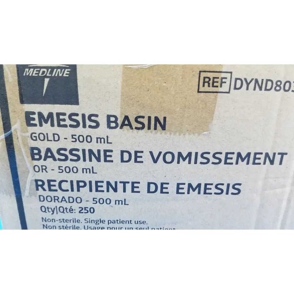 Medline emesis basins gold 500 ml medical emesis basin in kidney dish shape packaged in labeled cardboard box