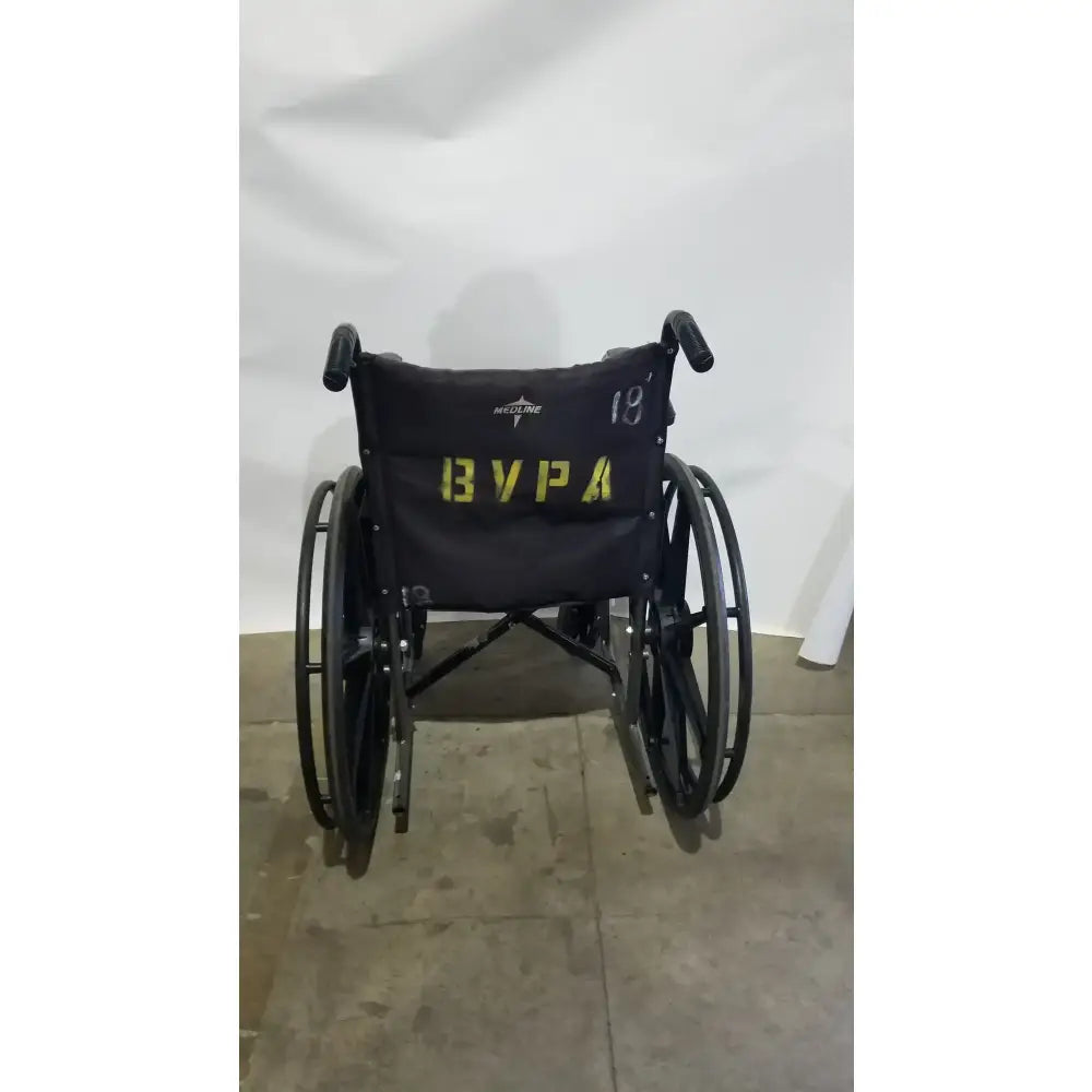Reuse Medical Equipment Medline Folding Manual Wheelchair - Lightweight Black Padded Comfort Seat Wheelchairs, second-hand product photo 7