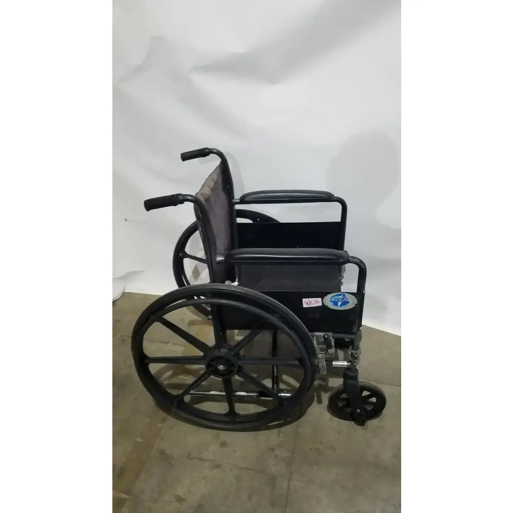 Reuse Medical Equipment Medline Folding Manual Wheelchair - Lightweight Black Padded Comfort Seat Wheelchairs, second-hand product photo 2