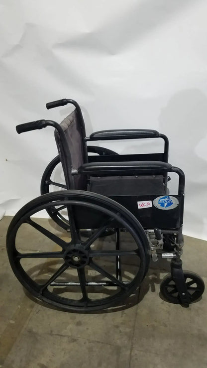 Reuse Medical Equipment Medline Folding Manual Wheelchair - Lightweight Black Padded Comfort Seat Wheelchairs, second-hand product photo 3