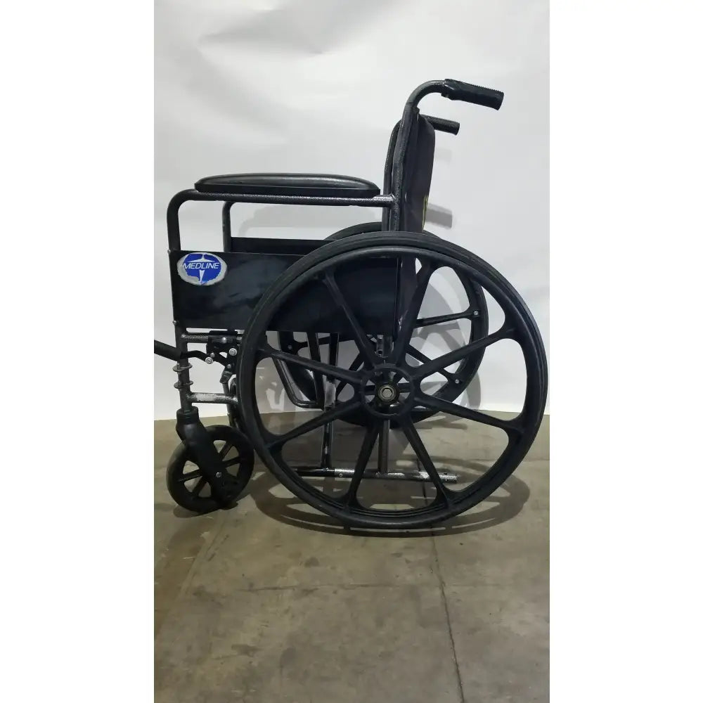 Reuse Medical Equipment Medline Folding Manual Wheelchair - Lightweight Black Padded Comfort Seat Wheelchairs, second-hand product photo 8