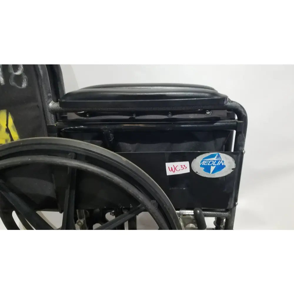 Reuse Medical Equipment Medline Folding Manual Wheelchair - Lightweight Black Padded Comfort Seat Wheelchairs, second-hand product photo 20