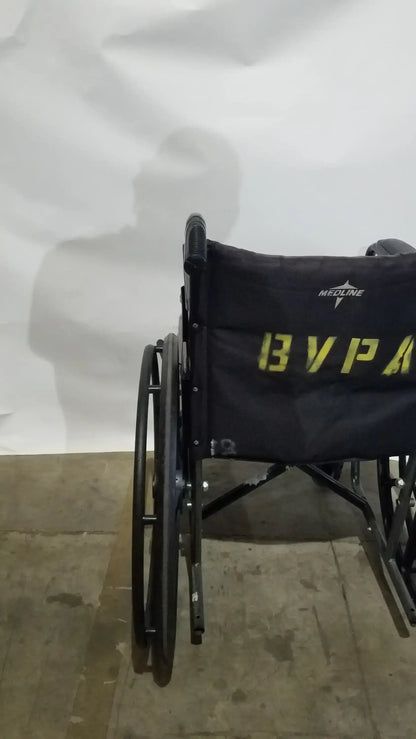 Reuse Medical Equipment Medline Folding Manual Wheelchair - Lightweight Black Padded Comfort Seat Wheelchairs, second-hand product photo 5