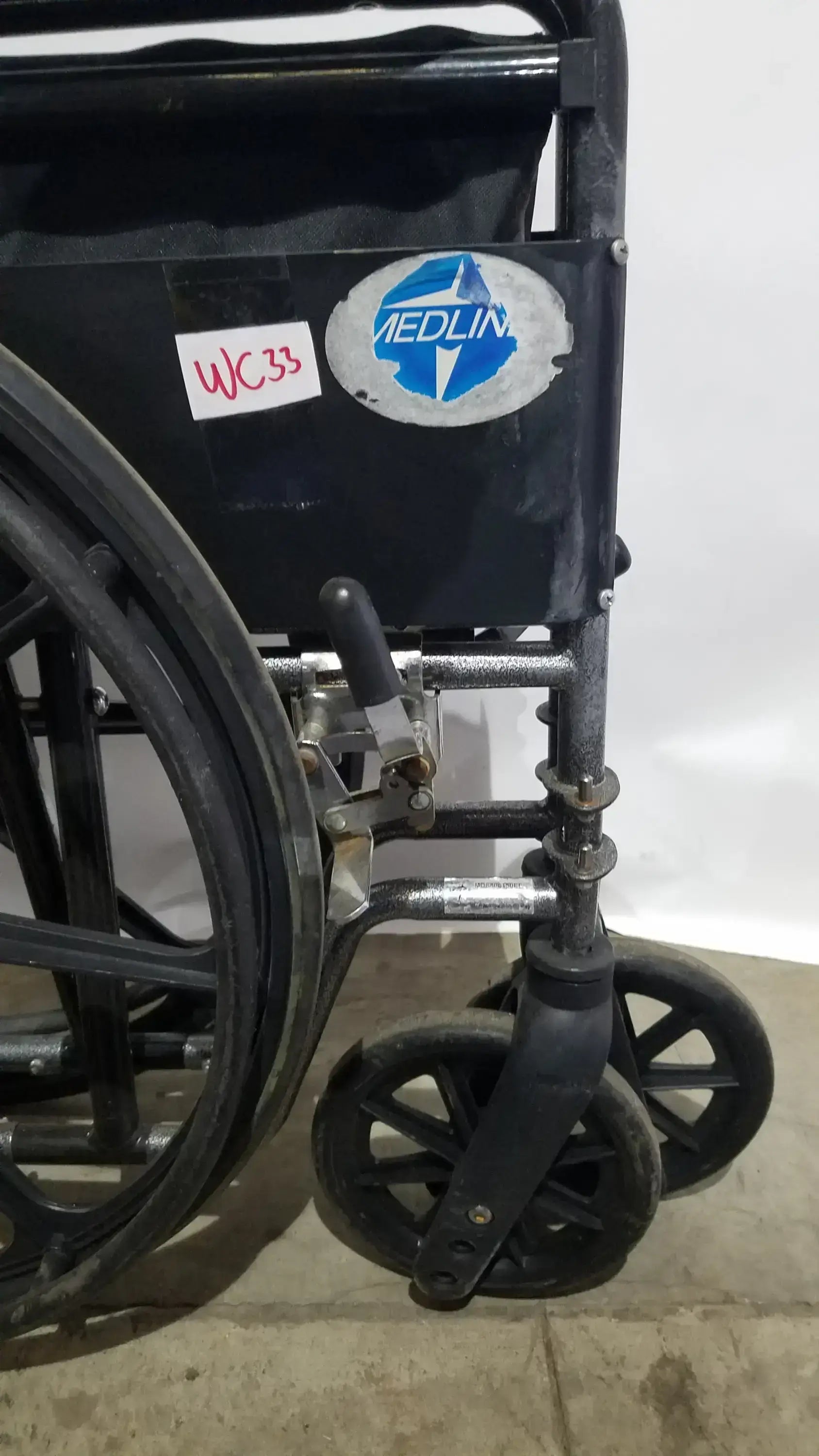Reuse Medical Equipment Medline Folding Manual Wheelchair - Lightweight Black Padded Comfort Seat Wheelchairs, second-hand product photo 25