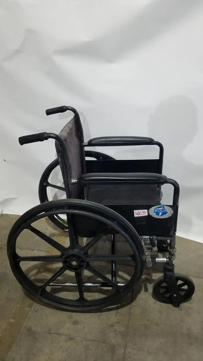 Reuse Medical Equipment Medline Folding Manual Wheelchair - Lightweight Black Padded Comfort Seat Wheelchairs, second-hand product photo 1