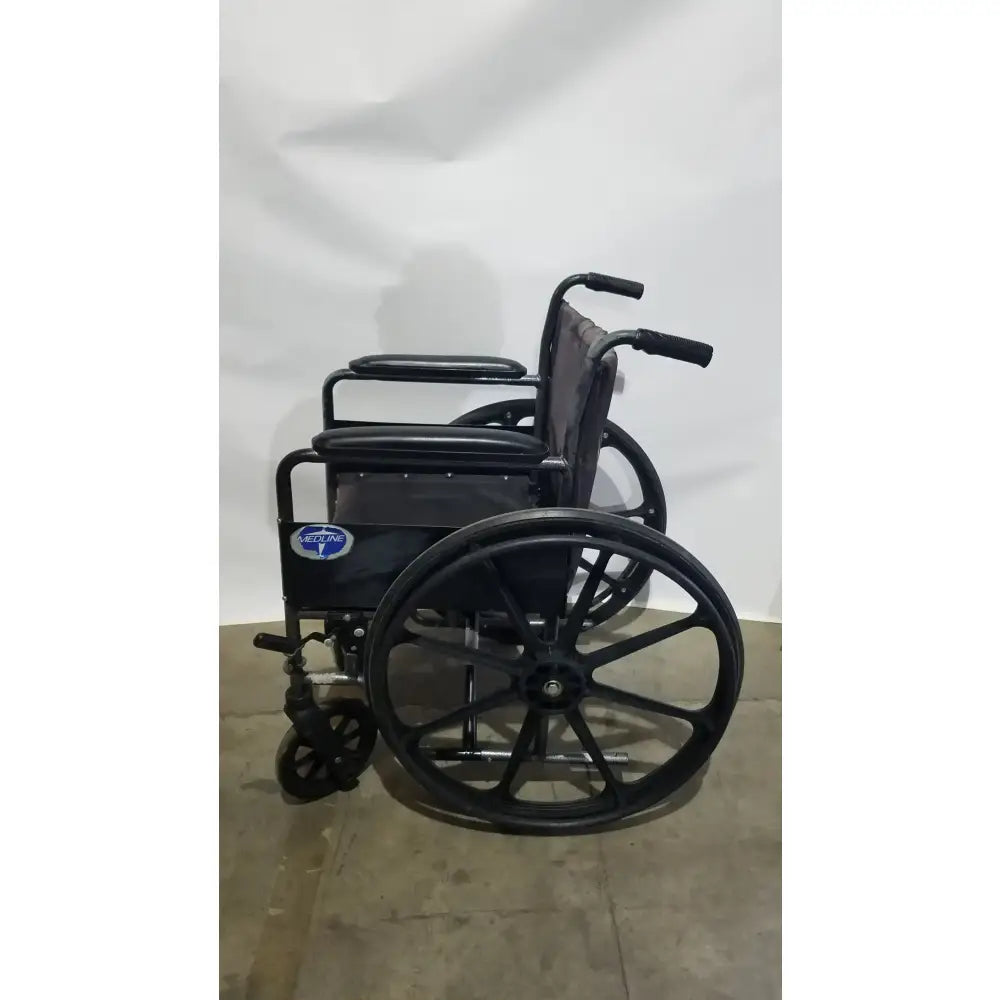 Reuse Medical Equipment Medline Folding Manual Wheelchair - Lightweight Black Padded Comfort Seat Wheelchairs, second-hand product photo 13