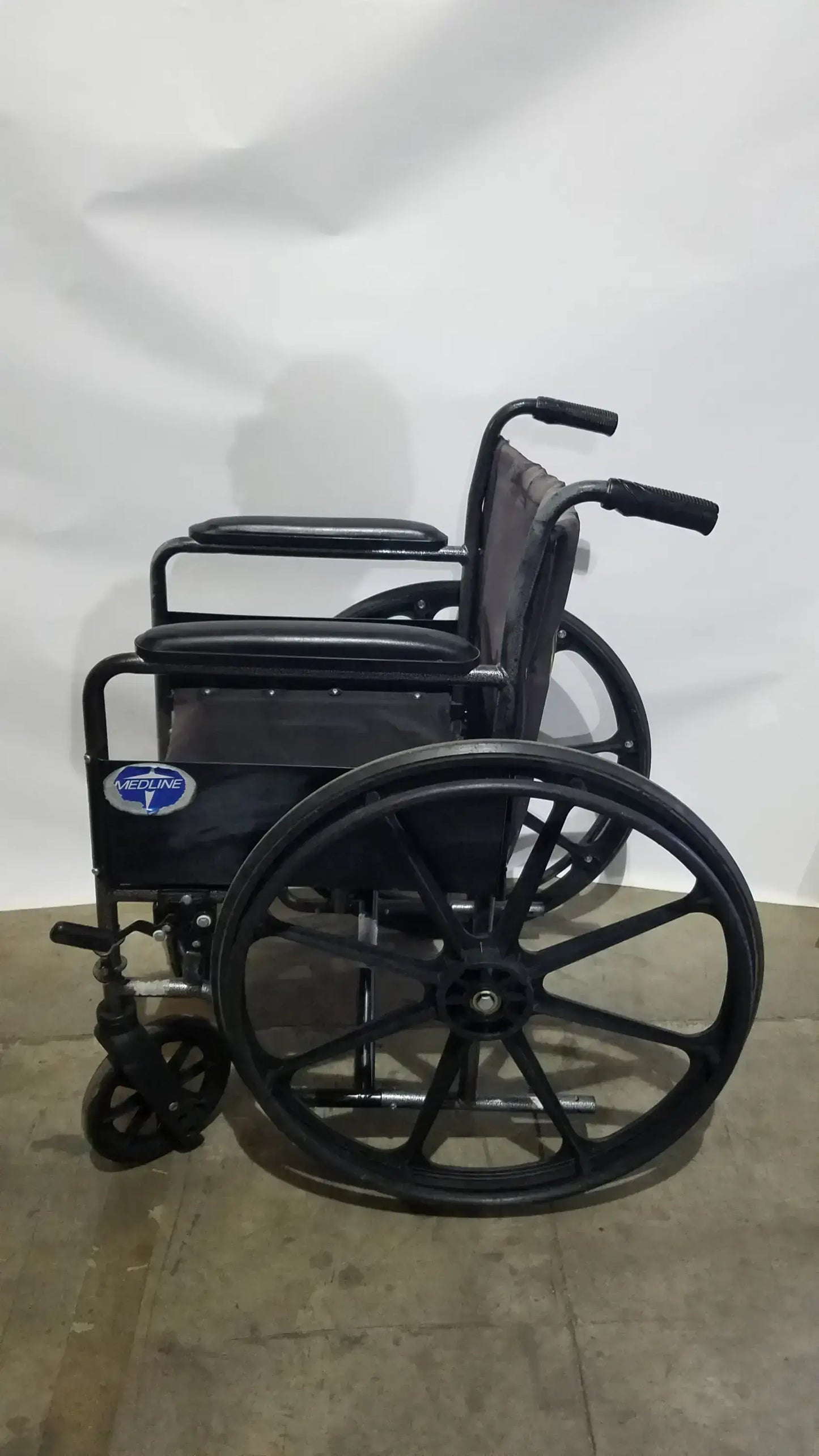 Reuse Medical Equipment Medline Folding Manual Wheelchair - Lightweight Black Padded Comfort Seat Wheelchairs, second-hand product photo 13